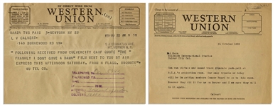 Archive Regarding the Use of the Word ''Damn'' in ''Gone With the Wind'' -- Includes Letter From David O. Selznick to Will Hays, Architect of the Hays Code, & Also Memo From Selznick Entitled ''DAMN''